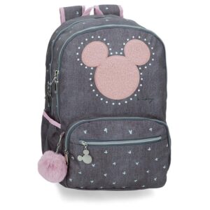 Mochila Escolar Doble Mickey Studs Adaptable A Carro