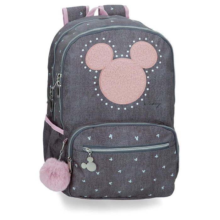 Mochila Escolar Doble Mickey Studs Adaptable A Carro