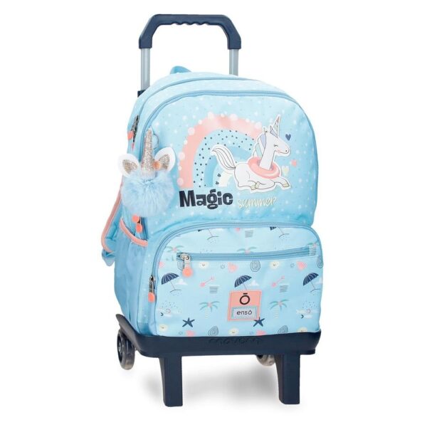 Mochila Enso Magic Summer Azul Claro Doble Con Carro