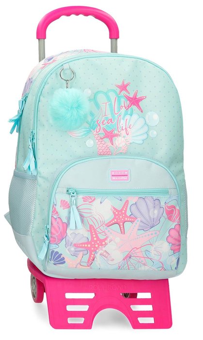 Mochila Escolar Movom Sea Life Doble Con Carro 46cm