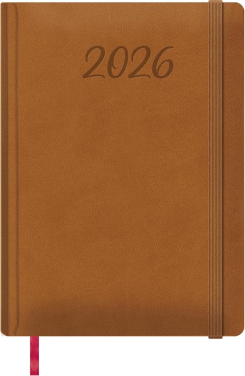 Agenda anual manaos 2026 día página 17x24cm marrón