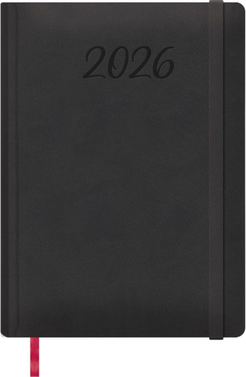 Agenda anual manaos 2026 día página 17x24cm negro