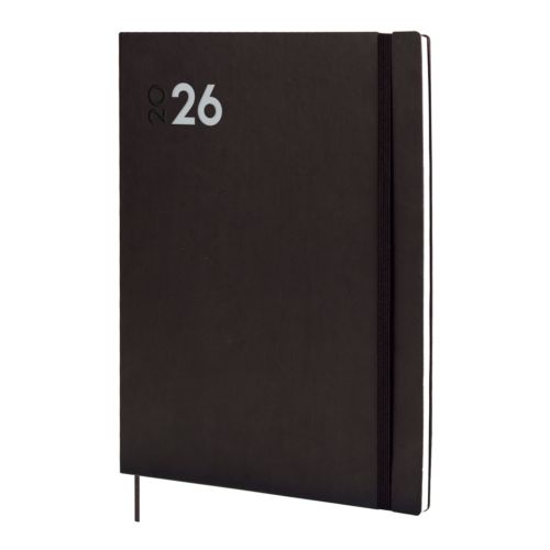 Agenda anual 2026 mara y12 dia pagina 21x27cm negra