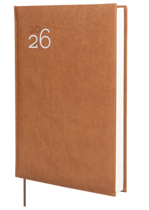Agenda anual 2026 milano y11 dia pagina 16,5x24cm marrón