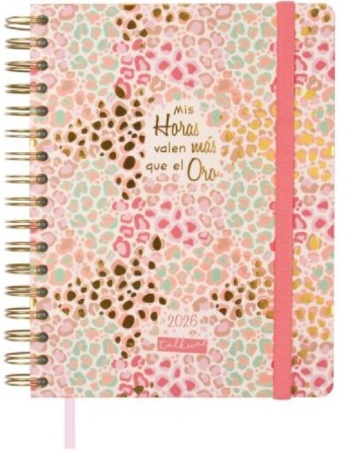 Agenda anual 2026 espiral talkual día página 15,5x21,5cm oro