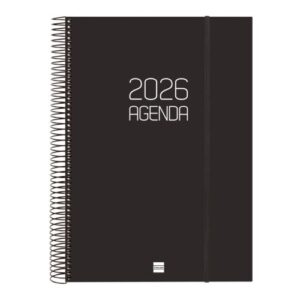 Agenda anual espiral opaque 2026 día página e40 21,0x29,7cm negra