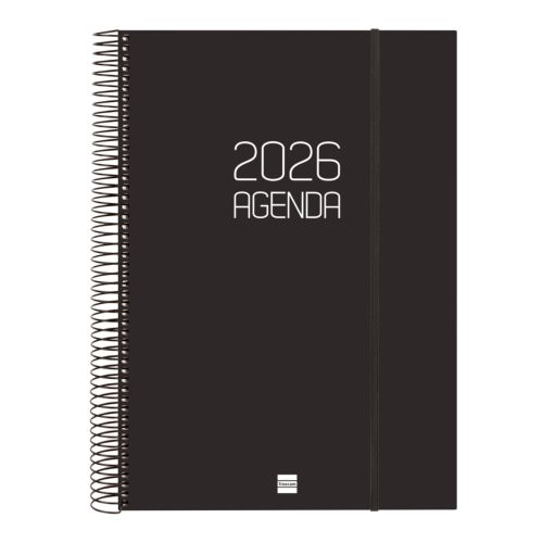 Agenda anual espiral opaque 2026 día página e40 21,0x29,7cm negra