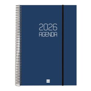 Agenda anual espiral opaque 2026 día página e40 21,0x29,7cm azul