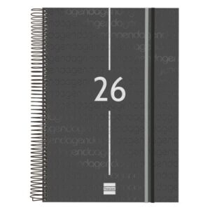 Agenda anual espiral 2026 día página e40 21,0x29,7cm negro