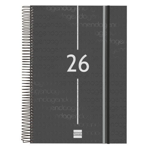 Agenda anual espiral 2026 día página e40 21,0x29,7cm negro