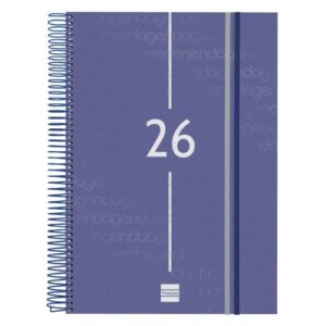 Agenda anual espiral 2026 día página e40 21,0x29,7cm azul