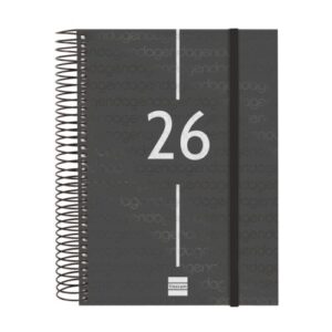 Agenda anual espiral 2026 día página e10 15,5x21,2cm negro