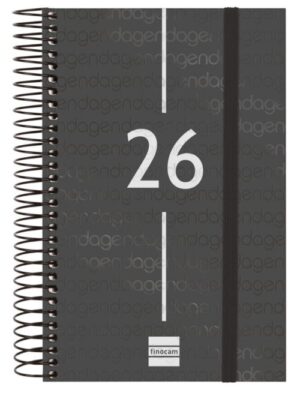 Agenda anual espiral 2026 dia pagina e5 11,7x18,1cm negra