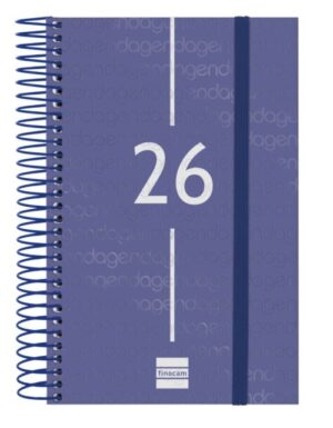 Agenda anual espiral 2026 dia pagina e5 11,7x18,1cm azul