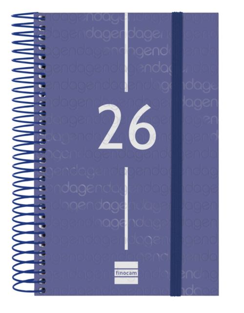 Agenda anual espiral 2026 dia pagina e5 11,7x18,1cm azul
