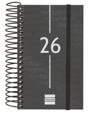 Agenda anual espiral 2026 dia pagina e3 79x12,7cm negra