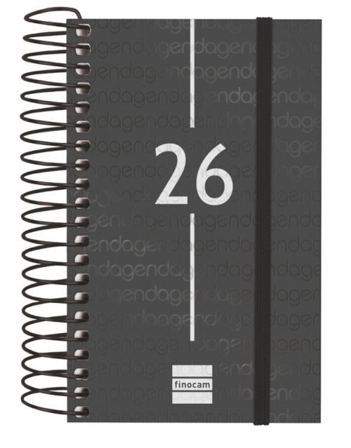 Agenda anual espiral 2026 dia pagina e3 79x12,7cm negra