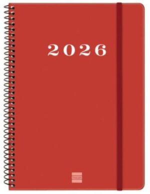 Agenda anual espiral 2026 my día página e10 15,5x21,2cm. rojo