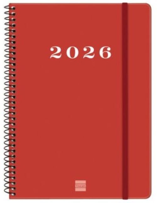Agenda anual espiral 2026 my día página e10 15,5x21,2cm. rojo