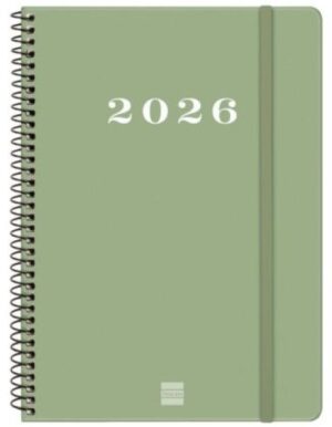 Agenda anual espiral 2026 my día página e10 15,5x21,2cm. verde