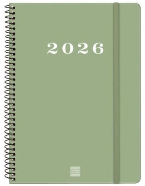 Agenda anual espiral 2026 my día página e10 15,5x21,2cm. verde