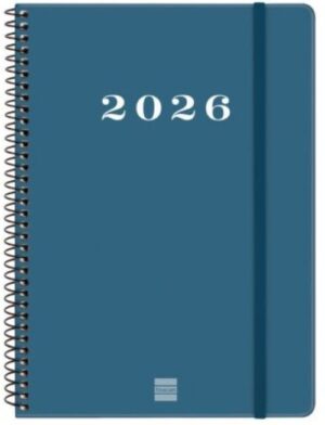 Agenda anual espiral 2026 my día página e10 15,5x21,2cm. azul
