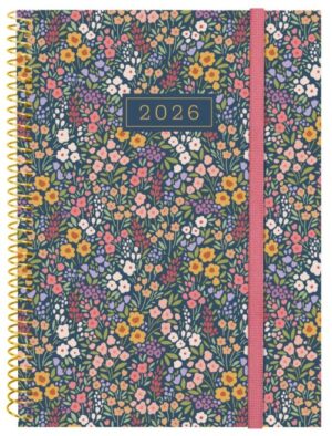 Agenda espiral anual 2026 e10 día página 15,5x21,2cm flora