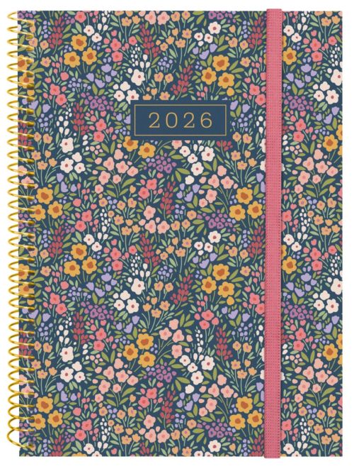 Agenda espiral anual 2026 e10 día página 15,5x21,2cm flora