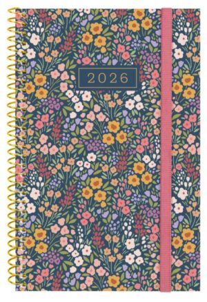 Agenda espiral anual 2026 e5 svh 11,7x18,1cm desing col. flora