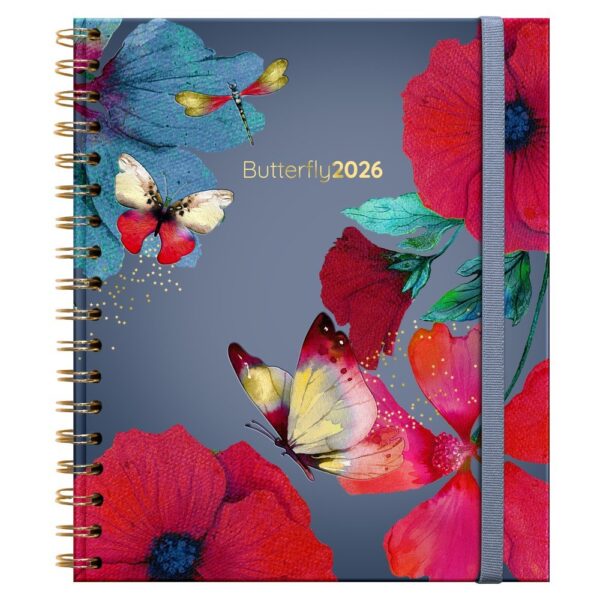 AGENDA ANUAL ESPIRAL A5 D/P BUTTERFLY 2026