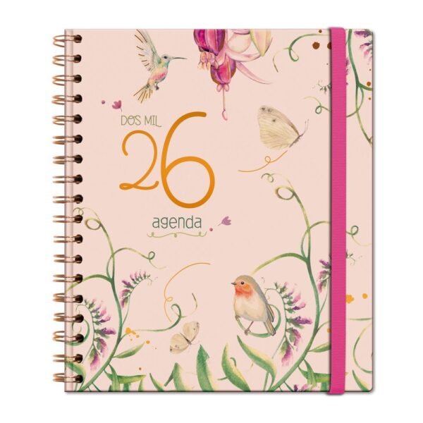 AGENDA ANUAL ESPIRAL A5 D/P FLORAL 2026