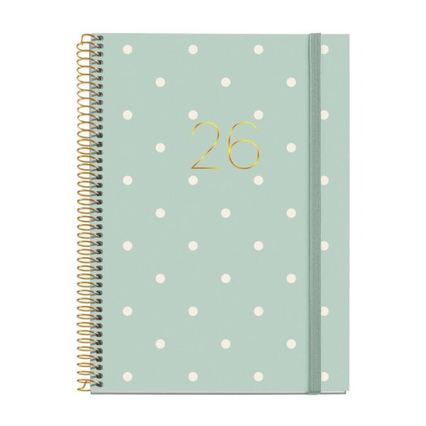 AGENDA ANUAL 2026 ESPIRAL PLUS D/P POLKA DOTS