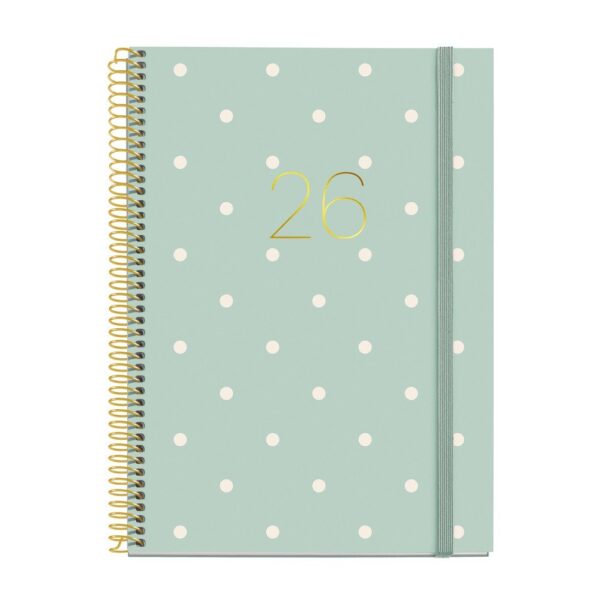 AGENDA ANUAL 2026 ESPIRAL PLUS S/V POLKA DOTS