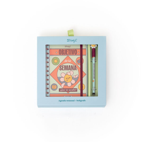 SET AGENDA WONDER PEQUEÃA 2026 SEMANAL + BOLIGRAFO OBJETIVO