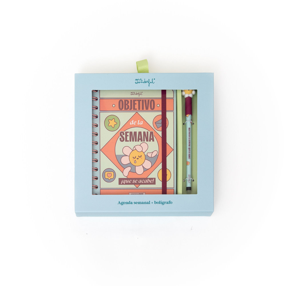SET AGENDA WONDER PEQUEÃA 2026 SEMANAL + BOLIGRAFO OBJETIVO