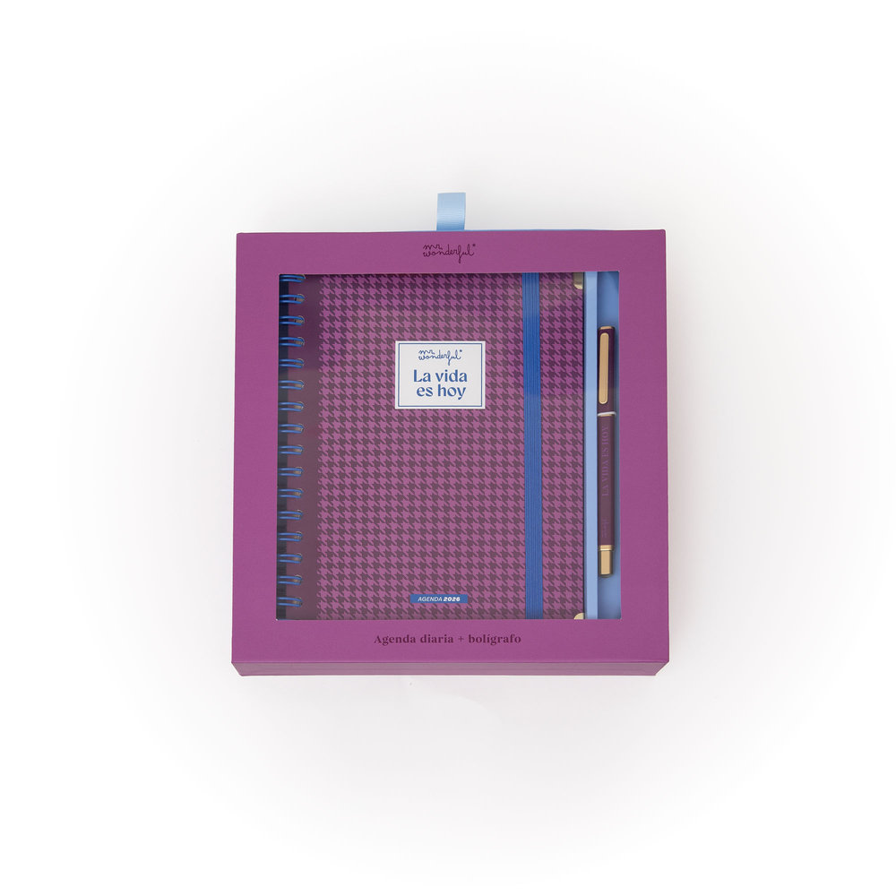 SET DE AGENDA OFFICE 2026 DIARIA + BOLIGRAFO LA VIDA ES HOY