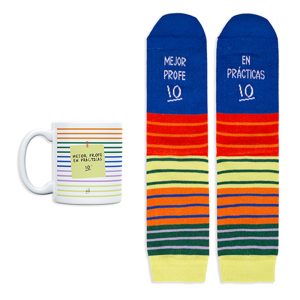 Kit Taza + Calcetines Mejor Profe en Practicas Talla 36-41